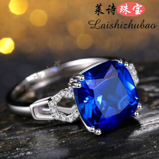 Pop sapphire ring european and american colored gemstone ring sterling silver plated with 18k gold inlaid with tanzanite colored gemstone silver jewelry no. 9
