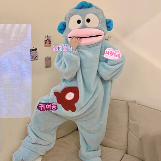 Junyao one-piece clown fish pajamas for men and women, funny winter pajamas, home clothes, couples pajamas, funny and cute, plus velvet and thick internet celebrity funny clown fish one-piece pajamas, single robe, one size fits all, recommended weight 140 jin jin is equal to within 0.5 kg