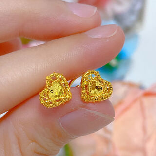 Ayd old phoenix gold store model 24k gold love filigree dragon scale earrings for women new 999 feet 0.01g heart earrings