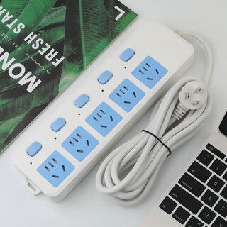 公牛(bull)同款纯铜带线插座插排多功能插线板排插独立开关 蓝白25孔(2.8米)2500w 独立开关