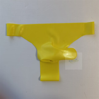 Universal rubber bullet separated seamless latex leather underwear jj belt cover men's sexy mid-low waist sexy thong yellow 65-75 cm waist