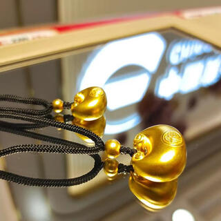 Chuxiao 999 pure gold-covered silver ancient small fat blessing pendant for women gold-covered silver small gold peace lock necklace pendant for men small fat blessing 16mm gold-covered about 0.5 grams, free rope