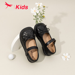Red dragonfly children's 2025 autumn girls' shoes small leather shoes xiaoxiangfeng 3-6 years old princess shoes q43bppy401 black 33