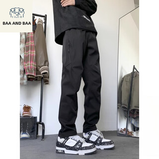 Baa and baa three waterproof and windproof assault pants for men in autumn and winter outdoor mountaineering and hiking sports american velvet functional overalls black k06-hmfs regular l recommended 100-115jin jin equals 0.5 kg