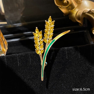 Woug high-end golden wheat ear brooch women's anti-exposure chest artifact pin suit coat jacket 5# double wheat ear