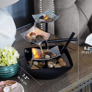 Yunya desktop alpine flowing water ornaments heal your mood office tea table fresh decorations opening gifts housewarming gifts water to silver usb interface version