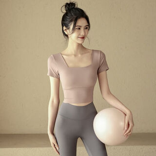 Ackdcs new summer yoga clothes with chest pads, short-sleeved women's pilates training fitness tops, professional running sports t-shirts