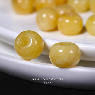 Jinqi raw mineral beeswax single bead, russian material pier, drum beads, separated beads necklace, safety buckle pendant, monkey head bracelet, cultural toy accessories, diameter 14mm