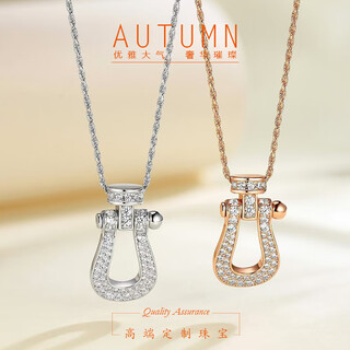 Yage 18k birkin horseshoe necklace shining moissanite diamond s925 sterling silver plated rose gold pendant fashion clavicle chain s925 silver plated birkin necklace 41+2+4cm