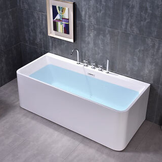 Jomoo's new 2025 acrylic seamless one-piece bathtub home lying test four skirts adult bathtub independent factory direct sale bathtub + silver five-piece set 1.7 meters
