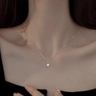 Zhuxi single pendant freshwater pearl necklace women's 2025 new sterling silver necklace high-end jewelry authentic clavicle chain 6mm natural pearl 999 pure silver