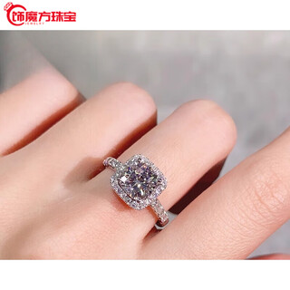 Guanpu pavilion fat dong lai quality pt950 platinum moissanite diamond ring for women white gold d color moissanite classic square surrounded by diamonds no. 15 x d-e/extremely white x 2 carat lc/mirror flawless