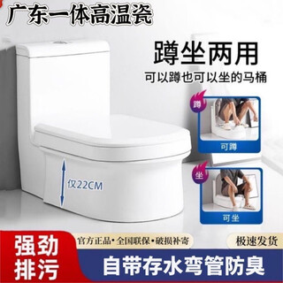 吉牧陶一体蹲坐挖坑两用马桶防臭一体式台式便器存水双用二合一坐便器 蹲坐两用（带存水弯）包安装 400坑距
