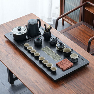 Tea edge tea set with tea tray for office and home use complete automatic water boiling all-in-one kettle tea set set