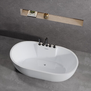 Jomoo's new bathroom household acrylic adult seamless integrated bed and breakfast hotel independent bathtub pearl white thickened bathtub + high-quality cylinder five-piece set (black) length 150cm width 70cm height 60cm