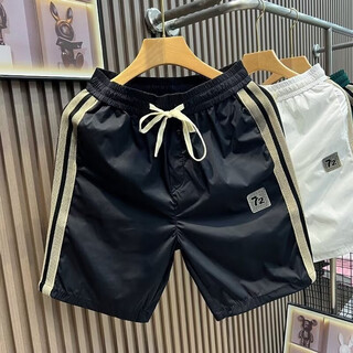 Kerimkoro shorts summer men's 2025 new quick-drying breathable overalls men's outer wear large pants five-quarter pants black xl