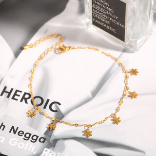 Canxian 18k gold snowflake anklet for girls cold style sexy anklet that does not fade, simple and versatile, temperament ankle chain summer gold