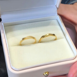 Quamer old phoenix gold store möbius gold color couple ring men's and women's light luxury niche design ring free men's gold ring (moebius no diamond) opening adjustable