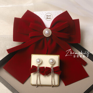 Hunter bride toast wear headwear engagement simple and attractive new large red bow fugitive princess hair clip hair accessories 1 - bow hair clip + earrings 2