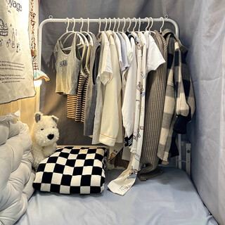 Muge dormitory bed clothes storage rack bedside clothes artifact clothes drying rod at night bedside storage upper bunk clothes hanger white bed coat rack