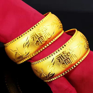 Chi pan vietnam sand gold bride wedding dragon and phoenix bracelet wedding three gold set simulation fake gold bracelet dowry jewelry forever together 25mm pair