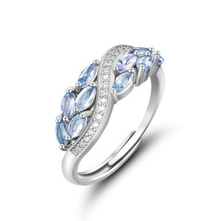 Shilian natural color gemstone tanzanite flower ring original design women's hand accessories fashionable simple high-end