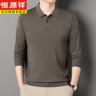 Hengyuanxiang spring and autumn thin wool sweater 2025 new men's lapel sweater middle-aged dad autumn wool knitted bottoming sweater d016 echeveria gray 2xl 180/92a