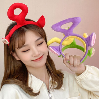 Jieyi teletubbies headband, face wash headband, hairband, hairpin, hair accessories, female photo props, universal for children and adults, 1 wavelet-red headband, diameter about 13cm