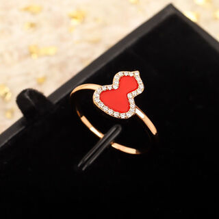 Shilian full diamond ring sterling silver plated 18k rose gold ring light luxury high-end pair ring niche ins style red gourd ring 6 hong kong sizes (11-13) circumference (50mm-52m)