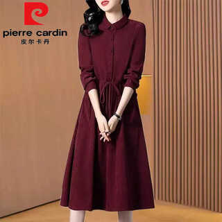Pierre cardin grandma's wedding dress can be worn at ordinary times burgundy dress women's spring and autumn wedding mother's evening dress noble year burgundy m