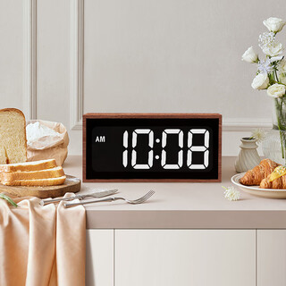 Momen living room clock, tv cabinet, clock ornament, large screen led digital time display, desktop large electronic swing type, solid wood model, plug-in model