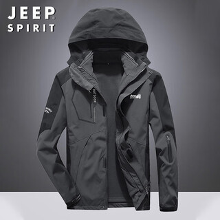 Jeep spirit jeep jacket men's spring and autumn jacket windproof and waterproof three-in-one mountaineering suit black gray 4xl