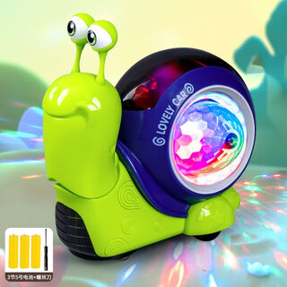 发光蜗牛玩具音乐电动声光动物早教益智宝宝儿童玩具男孩女孩 绿色-点头小蜗牛2321+螺丝刀 +3节5号充电套装