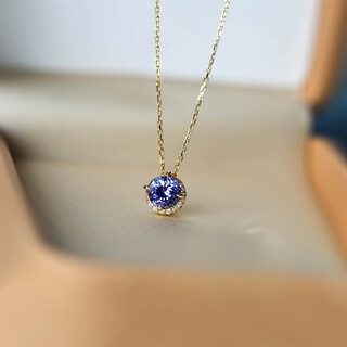 Lie rui <moon half bend> japanese natural tanzanite necklace plated with 18k gold, light luxury amethyst agete akado pendant, thickened with 18k gold plated