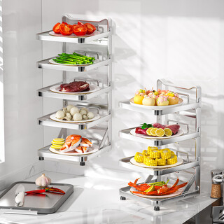 Jia baili 304 stainless steel kitchen storage rack food preparation rack multi-layer side dishes foldable hot pot food preparation storage rack