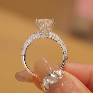 Pu lian moissanite ring half diamond ring silver jewelry female couple ring silver platinum plated one carat gemstone wedding ring main stone 5 carat no. 9