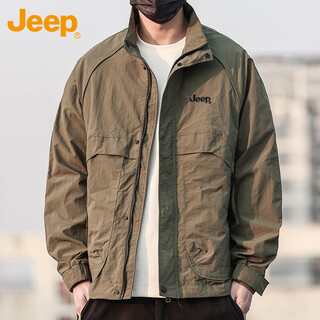 Jeep (jeep) jacket men's autumn and winter stand collar jacket loose trendy work clothes men's military green xl