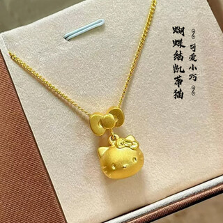 Youshu mr. zhou hello kitty hello kitty necklace women's sterling silver bow 18k gold gold clavicle chain butterfly trend mr. zhou bow kt cat + side chain