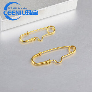 Ceeniu fat donglai's same style 18k gold brooch brooch bold small accessories emerald pearl gold pendant empty support k gold dual use 18k gold small brooch one