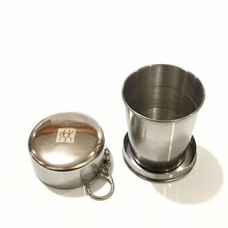 Zwilling german double stainless steel retractable cup portable folding cup wine glass portable folding water cup camping water handle 15 each 1ml