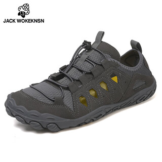 Jack wokeknsn wolf claw cloud outdoor hiking shoes women's wear-resistant non-slip soft sole couples men's summer breathable wading shoes fishing beach dew dark gray counter genuine 36