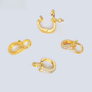 Fat donglai's same k gold jewelry universal buckle 18k gold versatile universal accessories pendant buckle head can be connected through the opening 18k gold yellow 18k glossy large horizontal buckle