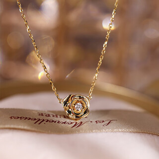 Shi niao shi rui 18k gold rose diamond necklace women 2022 new au750 color gold camellia premium clavicle chain 18k yellow gold