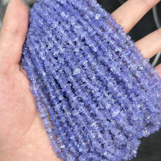 Library selected natural tanzanite amorphous raw stone gravel diy with beads semi-finished necklace bracelet imported from india 3-5mm 1 piece 40cm