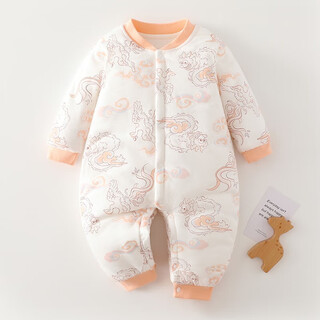 Jingqi baby jumpsuit warm autumn and winter quilted winter newborn clothes baby 150g thickened ha clothes 150g dragon and phoenix chengxiang 90cm