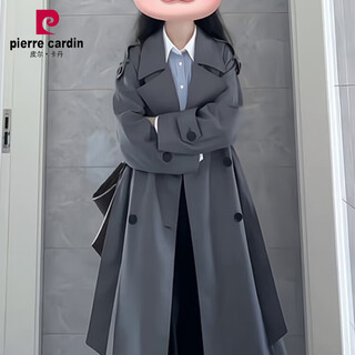 Pierre cardin gray windbreaker jacket women's mid-length 2024 early spring autumn new korean style small high-end super nice-looking coat gray m 111-130jin jin equals 0.5 kg