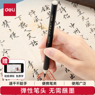 Deli (deli) new style calligraphy soft pen fountain pen beautiful pen small regular script beginners entry-level calligraphy practice four treasures student gift (black) school stationery