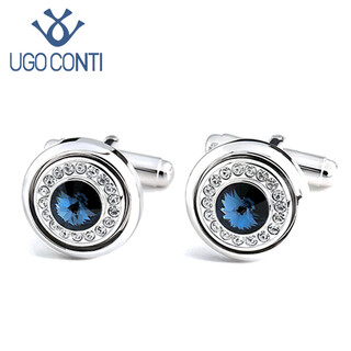 Ugo conti italian fashion crystal cufflinks men's french light luxury customized suit shirt cuff buttons simple silver cufflinks (ready in stock gift box)