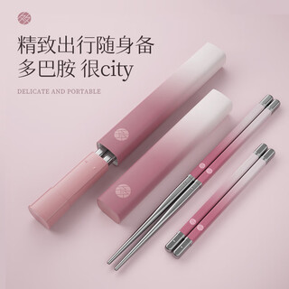 Lnga landgre german imported quality travel lipstick chopsticks foldable telescopic portable tableware set for one person outdoor cherry blossom pink