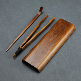 Bamboo tea set three-piece carbonized tea set unpainted tea spoon zen tea clip tea lotus tea dial tea set accessories